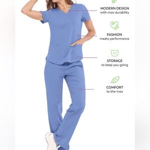 Healing Hands Light Blue Medical Scrub Set - Top & Pants